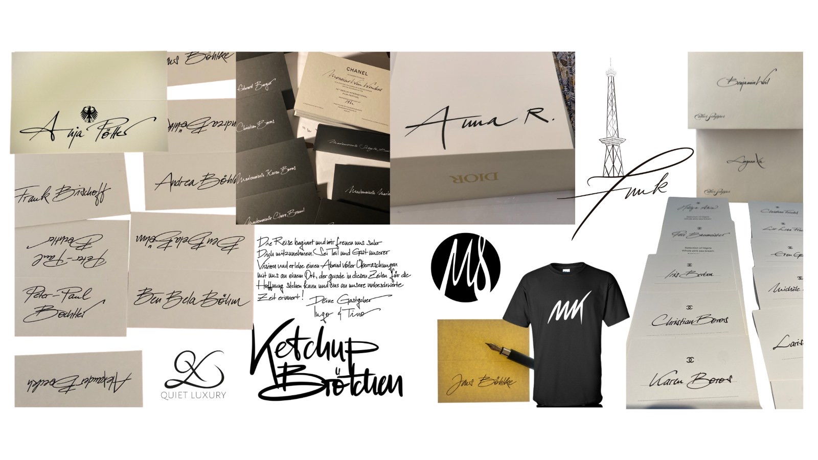 Potpourri: Signaturen und Schriftzüge von Hand, für Chanel, Dior und mehr