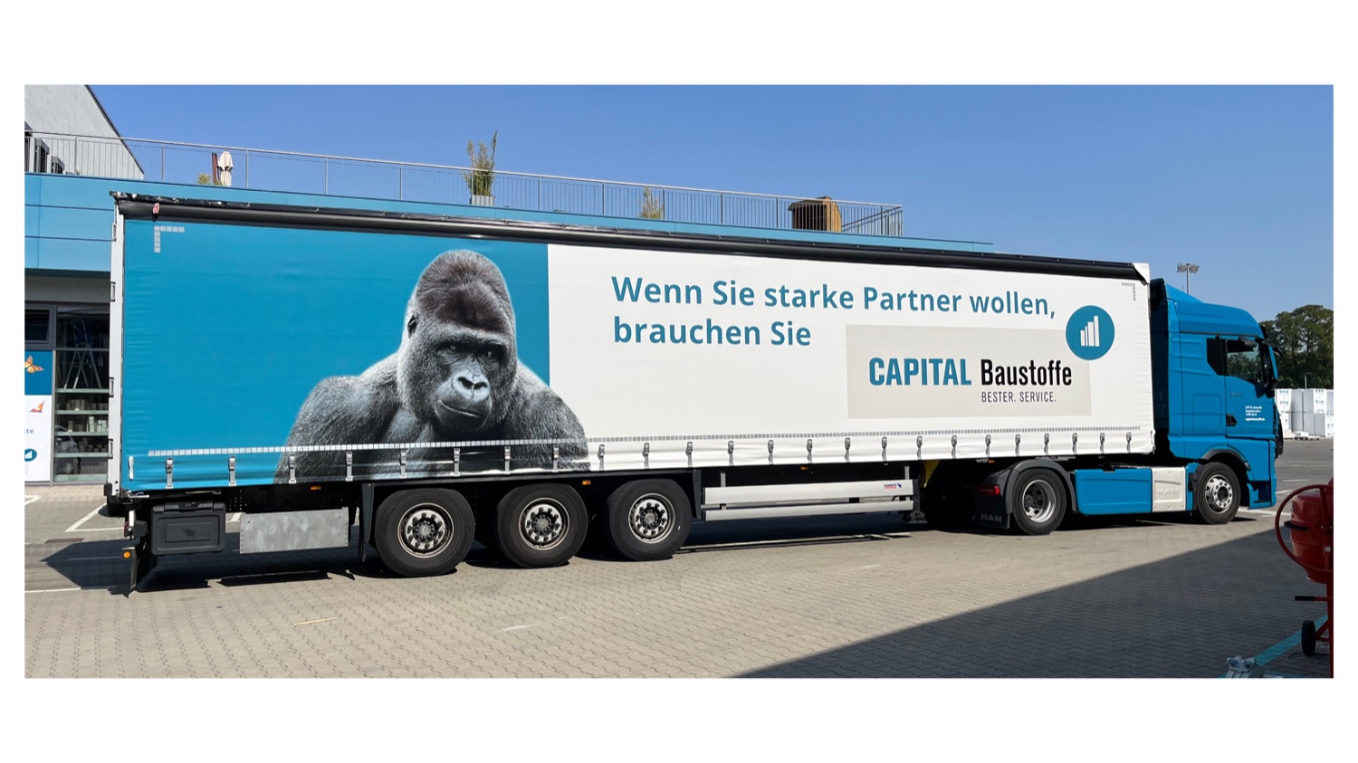 Capital Baustoffe, Gorilla-LKW: Wenn Sie starke Partner wollen.